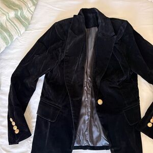Elegant Black Velvet Women's Blazer